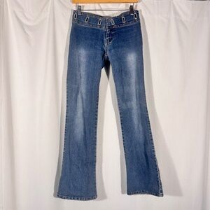 Vintage Max Studio Y2K Low Rise Flare Jeans w/ Grommet Stud Waist